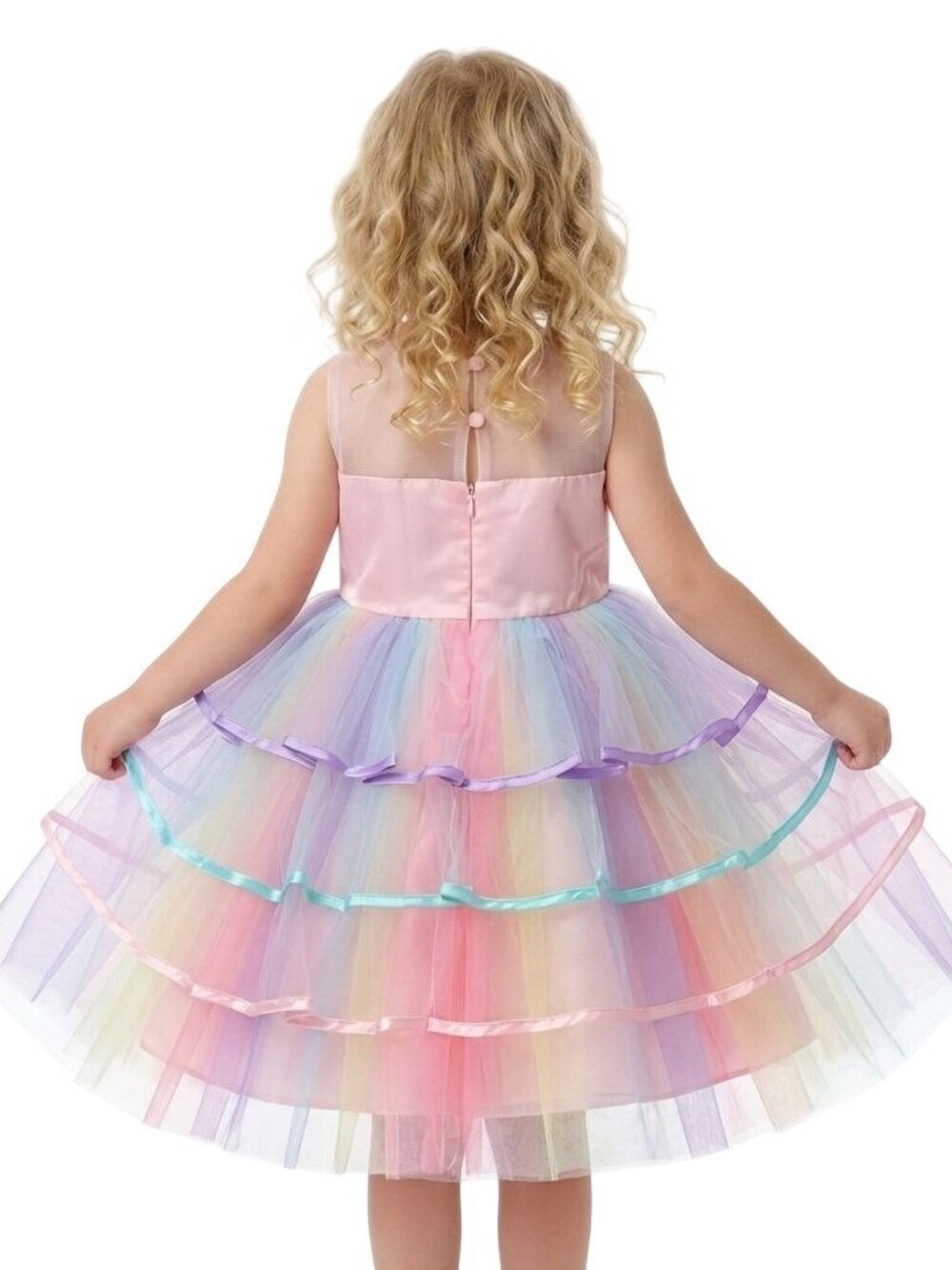 Unicorn-Inspired Rainbow Tulle Dress For Girls - Picture 2 of 2